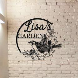 personalized birds floral garden decorative custom metal sign 1
