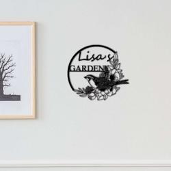 personalized birds floral garden decorative custom metal sign 2
