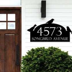personalized birds perching address sign bird lovers house number plaque custom metal sign 1