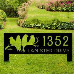 personalized birds perching yard stakes address sign house number plaque custom metal sign 1