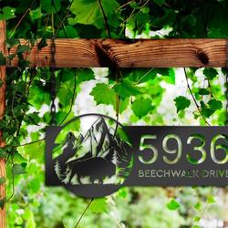 personalized bison buffalo on mountain address sign custom metal signs 2