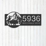 personalized bison buffalo on mountain address sign house number plaque custom metal sign 0