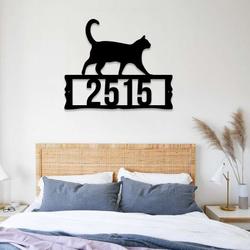 personalized black cat address sign house number plaque custom metal sign 1