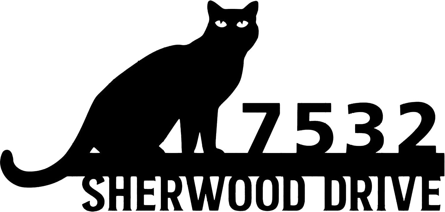 Personalized Black Cat Cut Metal Address Sign Metal Art Wall Art Home Decor Gift for Cat Lover 2 personalized black cat cut metal address sign metal art wall art home decor gift for cat lover 2