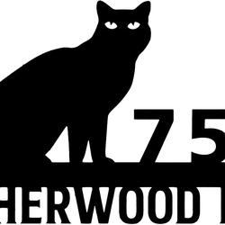 personalized black cat cut metal address sign metal art wall art home decor gift for cat lover 2