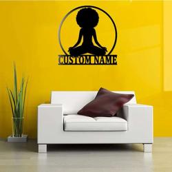 personalized black girl yoga sign yoga studio home decor custom metal sign 1