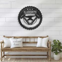 personalized blacksmith anvil hammer name sign home decor iron tool workshop custom metal sign 2