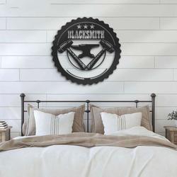 personalized blacksmith anvil hammer name sign home decor iron tool workshop custom metal sign 3