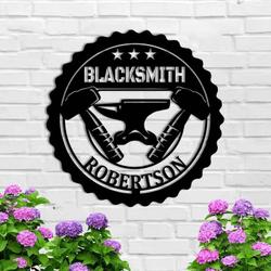 personalized blacksmith anvil hammer name sign welder gifts custom metal sign 1