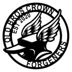 personalized blacksmith flame anvil and hammer forge old bros crown custom metal sign 0