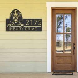personalized bluetick coonhound dog cute puppy address sign house number plaque custom metal sign 2