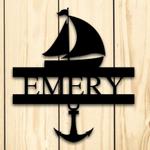 personalized boat and anchor address sign ocean beach house nautical theme house number plaque custom metal sign 0