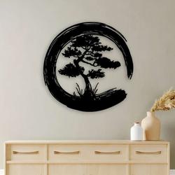 personalized bonsai tree enso circle yoga studio home decor custom metal sign 2