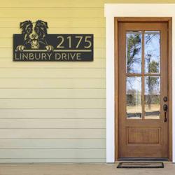 personalized border collie dog cute puppy address sign house number plaque custom metal sign 2