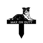 personalized border collie on duty funny garden yard stakes decorative custom metal sign housewarming gift 0
