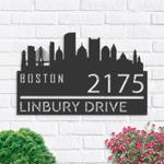 personalized boston city skyline metal address sign house number plaque realtor closing gift custom metal sign 0