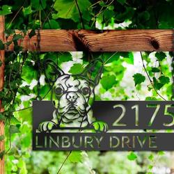 personalized boston terrier dog cute puppy address sign house number plaque custom metal sign 1