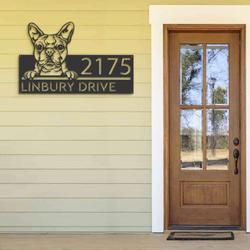 personalized boston terrier dog cute puppy address sign house number plaque custom metal sign 2