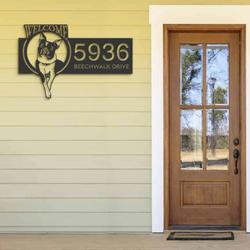 personalized boston terrier dog welcome address sign house number plaque custom metal sign 2