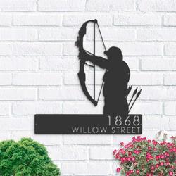 personalized bow hunting bowhunter archer address sign house number plaque custom metal sign 1