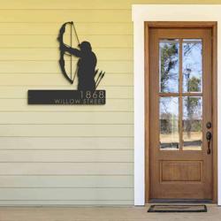 personalized bow hunting bowhunter archer address sign house number plaque custom metal sign 2