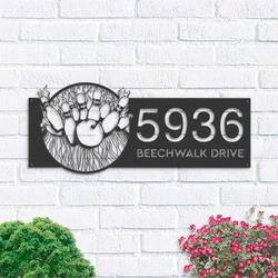 personalized bowling v2 address sign house number plaque custom metal sign 1