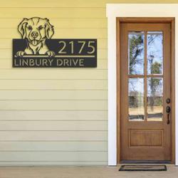 personalized brittany spaniel dog cute puppy address sign house number plaque custom metal sign 1