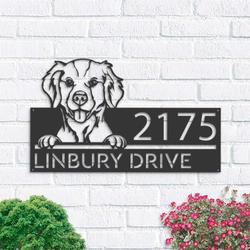 personalized brittany spaniel dog cute puppy address sign house number plaque custom metal sign 2