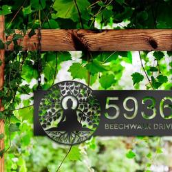 personalized buddha tree of life address sign house number plaque custom metal sign 1