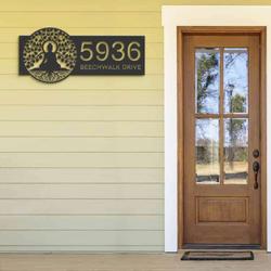 personalized buddha tree of life address sign house number plaque custom metal sign 2