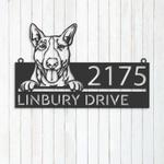 personalized bull terrier dog cute puppy address sign house number plaque custom metal sign 0