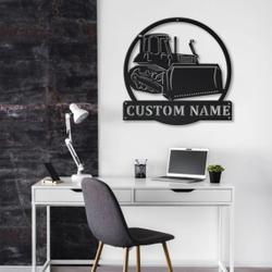 personalized bulldozer monster truck metal name sign home decor gift for truck drivers 1
