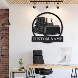 personalized bulldozer monster truck metal name sign home decor gift for truck drivers 3
