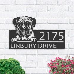 personalized bullmastiff dog cute puppy address sign house number plaque custom metal sign 2