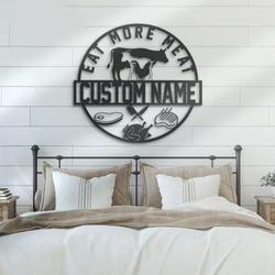 personalized butcher shop metal wall art custom cow goat and chicken meat sign home decor for barbecue bbq grill and kitchen perfect for christmas gift 1