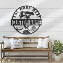 personalized butcher shop metal wall art custom cow goat and chicken meat sign home decor for barbecue bbq grill and kitchen perfect for christmas gift 2