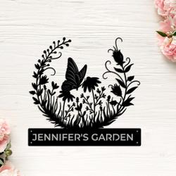 personalized butterfly flower garden decorative custom metal sign housewarming gift 3