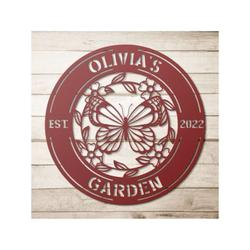 personalized butterfly garden decorative custom metal sign housewarming gift 1