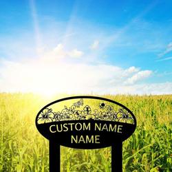 personalized butterfly garden floral bee yard stakes decorative garden custom metal sign 1