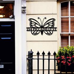 personalized butterfly house numbers metal sign custom metal monogram address plaque housewarming gift 1