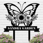 personalized butterfly with flowers garden decorative custom metal sign 0