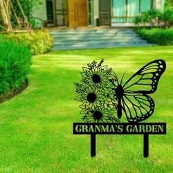personalized butterfly with sunflowers garden decorative custom metal sign 1