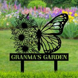 personalized butterfly with sunflowers garden decorative custom metal sign 2