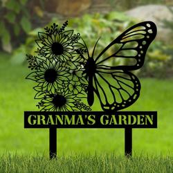 personalized butterfly with sunflowers garden decorative custom metal sign 3