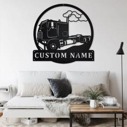 personalized cab over truck metal name sign home decor gift for truck drivers 1
