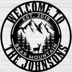 personalized cabin deer in mountain camp sign welcome custom metal sign 0
