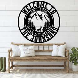 personalized cabin deer in mountain camp sign welcome custom metal sign 1