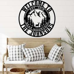 personalized cabin deer in mountain camp sign welcome custom metal sign 3