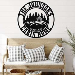 personalized cabin lodge lake house cottage welcome sign home decor camping custom metal sign 2