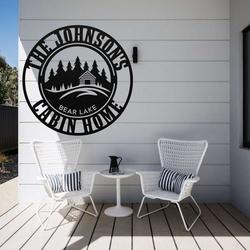 personalized cabin lodge lake house cottage welcome sign home decor camping custom metal sign 4
